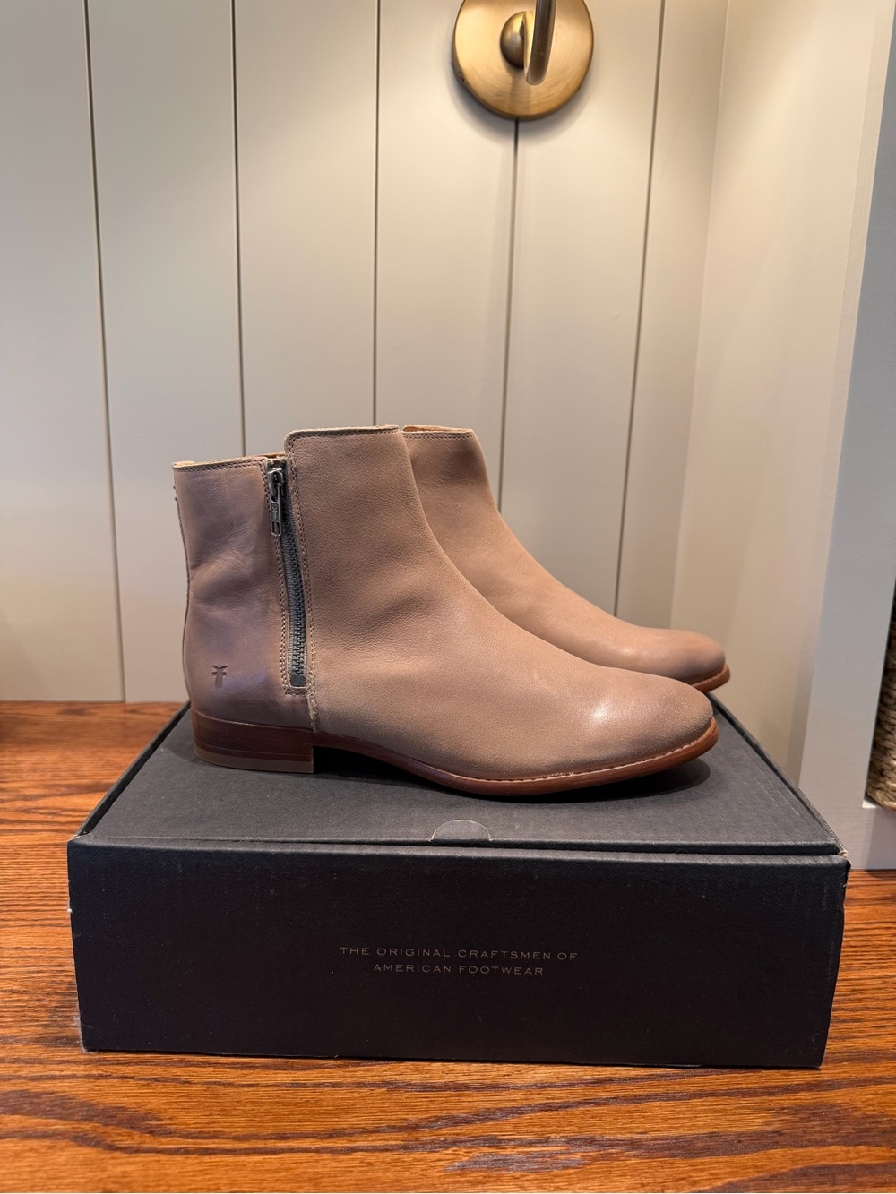 Frye Leather Side-Zip Ankle Boots - Taupe